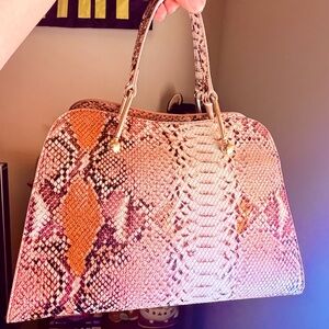 Snake-Print Satchel Bag
